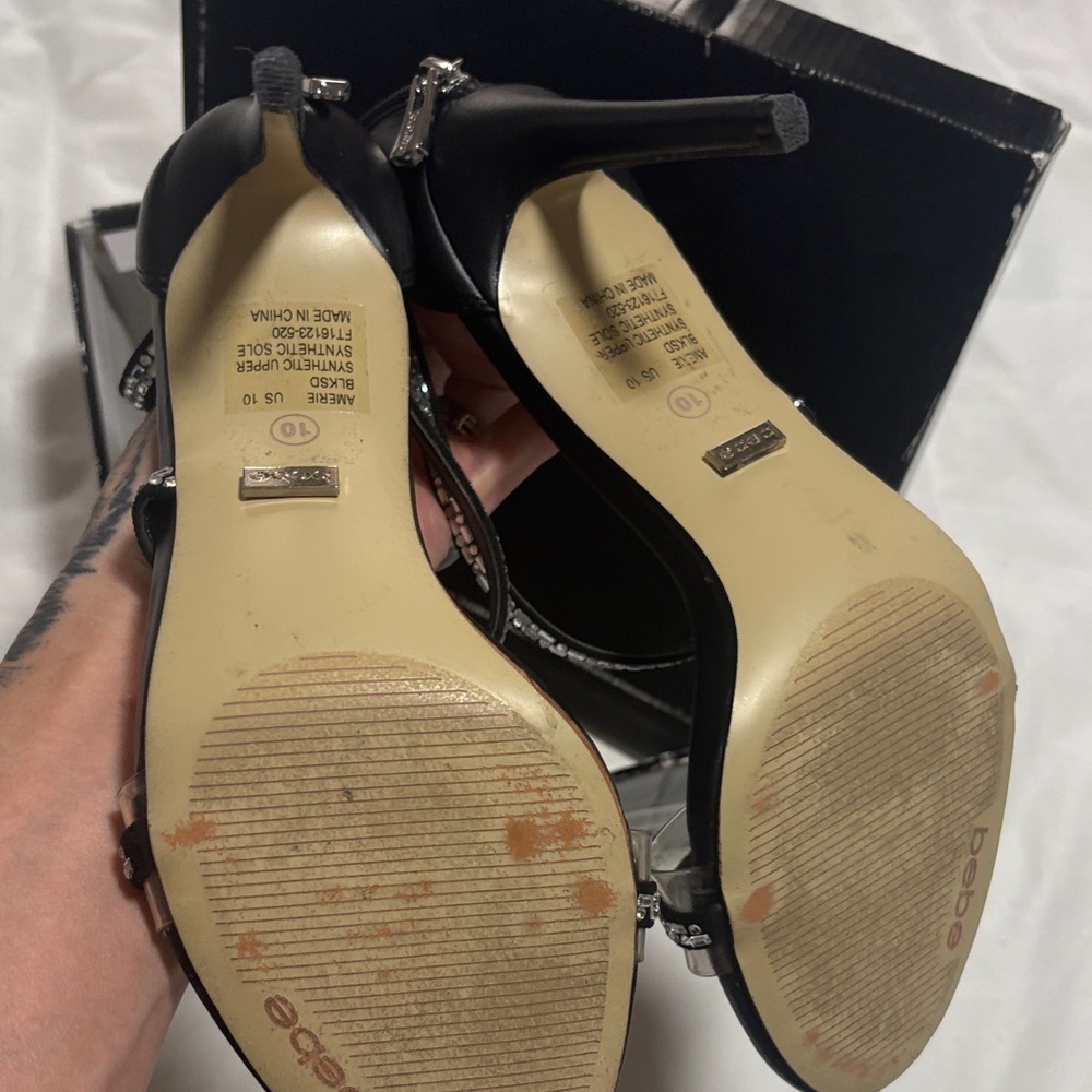 Bebe Elegant Black Heels with Sparkling Accents - Picture 3 of 4
